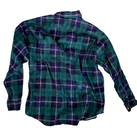 Disney Tigger Blue Green Plaid Corduroy Men XL Button Down Long Sleeve Shirt - Picture 2 of 6